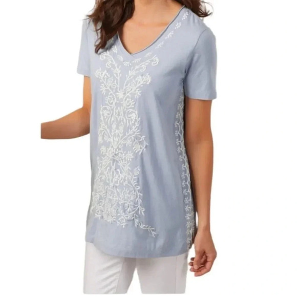 Soft Surroundings Short Sleeves Embroidered Blouse Size XS (fits larger) - Picture 1 of 8